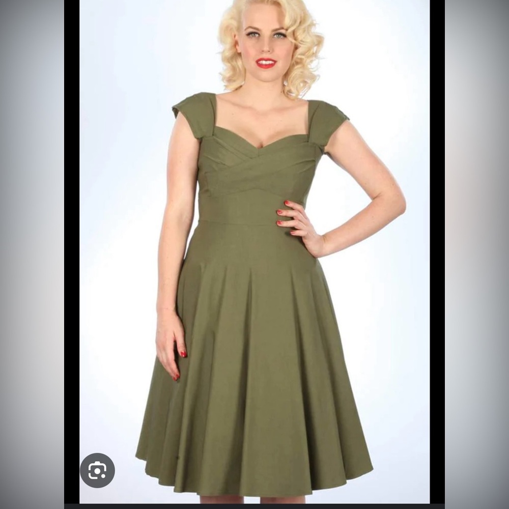 Stop staring Madmen’s Dress Olive green houndstooth